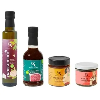 AROMA OLYMP Set mit Bio Olivenöl, Bio Dip Bio Balasamico Creme und Dip Bruschetta Inhalt 480 ml, 280 g