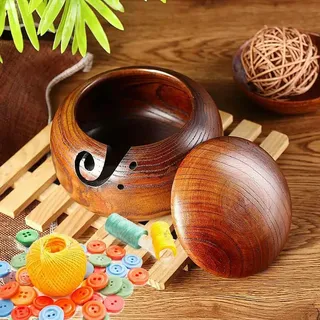 TEMU-SC Yarn bowl, Garnschüssel, Wollhalter, Wollschale garnschale für Strick- und Häkelprojekte, Garnschale für wolle(mit Deckel)(Retrostil)(15 * 9,5cm)