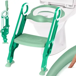 Kidiz KIDIZ® Kinder Toilettensitz Toilettentrainer mit Treppe und Griffe Faltbar Kindertoilette WC Sitz Töpfchentrainer Lerntöpfchen bequemem Kissen und breiten Stufen Toilettentreppe höhenverstellbar