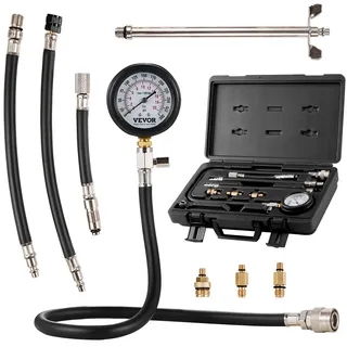 Vevor Kompressionsmesser Kompressionstester Kompressionsprüfer Testgerät Kompressionsmessgerät mit Manometer Benzinmotor 0–300 PSI und 0–2000 kPa Verdichtungsmesser inkl. 3x Adapter