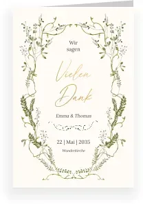 Dankeskarte Hochzeit: Frühlingserwachen mit Foto in Creme