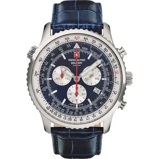 Swiss Alpine Military Herren Uhr Chronograph Analog Quarz 7078.9535SAM Leder