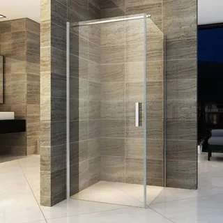 Aloni Duschkabine Eckdusche Schwingtür 6mm Klarglas 90x90x190cm -