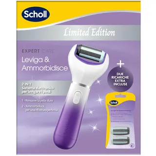 Scholl 2-in-1 Glättet und erweicht Limited Edition, elektrische Pediküre für rissige Füße und Fersen, 3 Doppelwirkungsköpfe im Lieferumfang enthalten, professionelle Fußraspel, entfernt harte Haut und