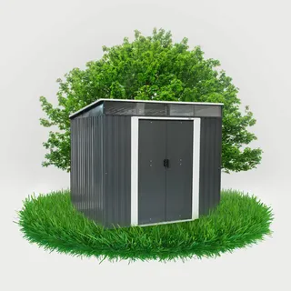 Grindi - Gerätehaus Metall Ribes I - Gartenhütte - Gartenhaus - Geräteschuppen 193x238x202 cm Schiebetür - Garten Schrank - Fahrradgarage - Shelter - Gartengerätehaus - Tiny House