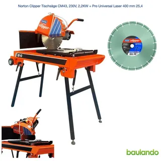 NORTON Clipper Tischsäge CM43, 230V, 2,2KW + Pro Universal Laser 400 mm 25,4