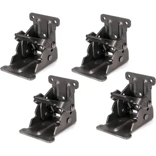 4 Stück 90-Grad-Klappscharniere mit Selbstverriegelung, Klapphalterung, Klappregalhalterung aus Stahlplatte für abschließbaren Arbeitstisch,