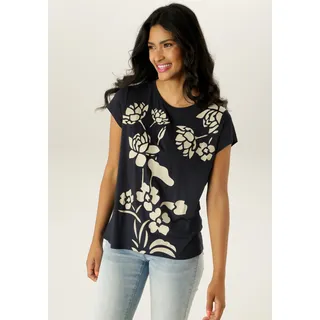Aniston SELECTED T-Shirt Gr. 38, marine-beige, , 88905259-38