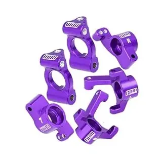 Aluminium 7075 Alloy Front Caster Blocks + Front Knuckle Arm + Rear Hubs Aluminium Combo Set for LOSI 1/24 Micro-B 2WD Buggy RTR-LOS00007 Upgrades - Purple
