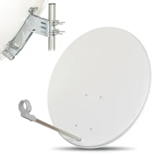 LogiSat 80cm Satelliten Sat Spiegel Schüssel Antenne Anlage HDTV Full Ultra HD UHD 4K (hellgrau)