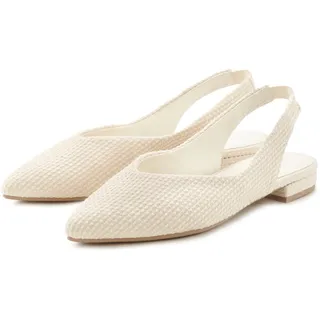 LASCANA Sling-Ballerina, Sandale, Ballerina mit elastischem Riemchen aus Textil VEGAN beige 36