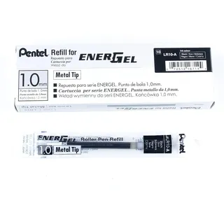 Pentel EnerGel Ersatzminen LR10, Metallspitze, 1,0 mm, 12 Stück, Schwarz