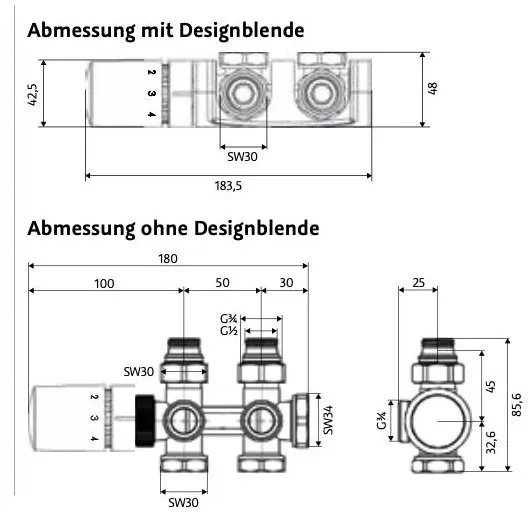 Heizkörper Anschluss-Set Kompaktventil, weiss