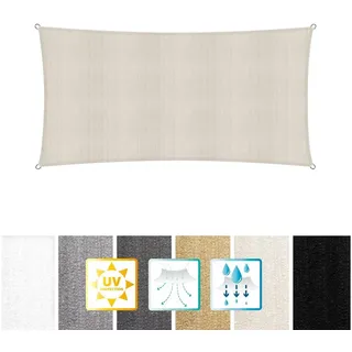 Lumaland Sonnensegel Rechteckig | 3 x 5 Meter | Wetterbeständiger Sonnenschutz inkl. Befestigungsseile | Terrasse, Garten & Balkon Schattenspender aus HDPE mit UV Schutz [Creme]
