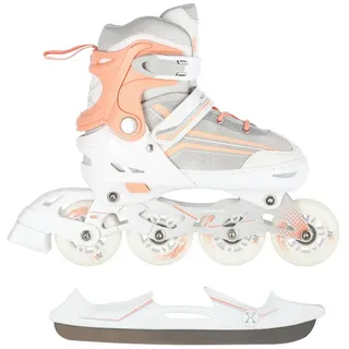 NILS CAMP 2in1 Inlineskates/Schlittschuhe Nils Extreme Lucky Weiß/Rosa ABEC7 Gr. 34-38 verstellbar
