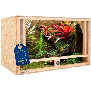 ITA Terrarium Holz Terrarium 100х60х60 mit Frontbelüftung & Integriertem Hygrometer, Holzterrarium aus OSB - Terrarien für Reptilien, Schlangen, Amphibien beige|braun