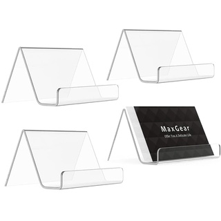 4 Stück Visitenkartenhalter Acryl - Transparenter Visitenkarte Display Organizer, Visitenkartenständer für Die Präsentation von Visitenkarten, Unternehmenskarten, kleinen Karten, Visitenkarten usw