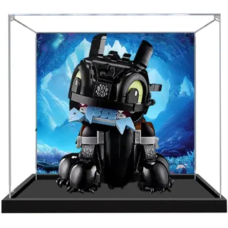 Acryl-Vitrine für Lego 10375 Ohnezahn Bauset, transparente Vitrine, staubdichte Vitrine, kompatibel mit Lego 10375 (nur Vitrine) (Hintergrund 3 mm B)