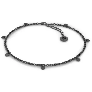 SERASAR Fußkette Fußkettchen aus Sterlingsilber [Coin] (1-tlg), Women's coin-shaped anklet in 925 sterling silver, 18k gold plating schwarz
