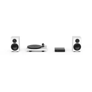Pro-Ject Colourful Audio System, All in One True Analog HiFi Stereo System mit Plattenspieler Debut Carbon Evo, HiFi Verstärker MaiA S3, Speaker Box 5 S2 2-Wege Monitorlautsprecher, (Weiß Satin)