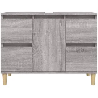 Tidyard Waschbeckenunterschrank Waschbeckenschrank Badschrank Aufbewahrungsschrank Unterschrank Wandschrank 80 x 33 x 60 cm (B x T x H) Mit 4 Schubladen und 1 Fach mit Einer Tür Grau Sonoma