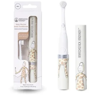 Matchstick Monkey Baby Elektrische Zahnbürste - Sanfte Reinigung für Babys & Kleinkinder - 3-36 Mon. - ultraweiche Borsten & BioCote® Schutz - Schallzahnbürste - inkl. Batterie (Giraffe)