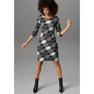 Aniston SELECTED Jerseykleid Shirtkleid Gemustert Schwarz/Weiß/Grau 38