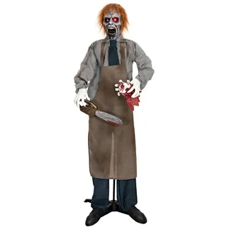 Europalms Halloween Figur Zombie mit Kettensäge, animiert, 170cm
