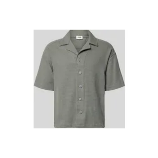 Relaxed Fit Freizeithemd mit Strukturmuster, Rauchblau, M