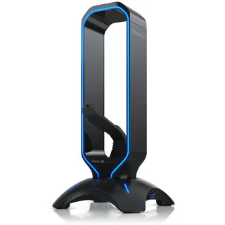 Titanwolf Kopfhörerständer mit 2 x USB 3.2 und Mausbungee Headphone stand mit Farbwechselmodus