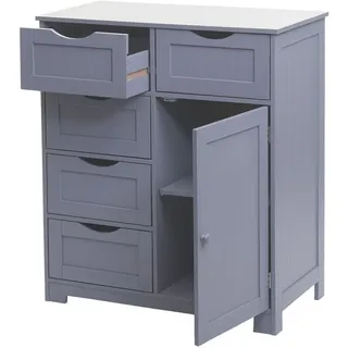 MCW Kommode MCW-B65, Schubladenschrank Schrank, 5 Schubladen und 1 Tür 80x70x35cm ~ grau