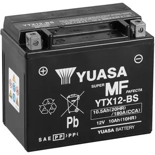 Motorradbatterie Yuasa YTX12-BS - Wartungsfrei - 12 V 10 Ah - Maße: 150 x 87 x 131 mm kompatibel mit Kymco Suzum-9 250 2000