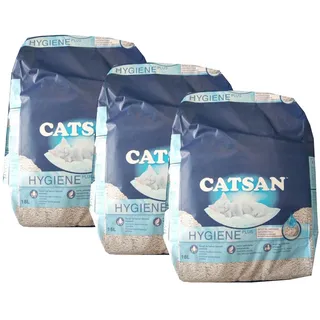 (€ 0,91/L) Catsan Hygiene plus Katzenstreu nicht klumpend weiß - 3 x 18 L (54 L)