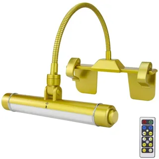 HONWELL Bilderleuchte Batterie LED Wandleuchte mit Fernbedienung 360° Schwenkarm Wiederaufladbare Dart beleuchtung Kabellos Malleuchte, Bilderlampe mit 3 Beleuchtungsmodi zum Malen Art, Gold