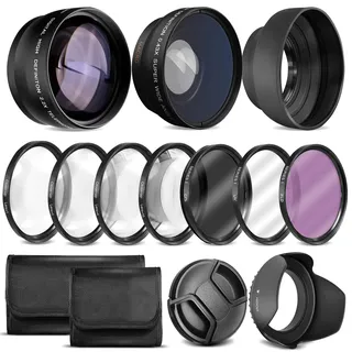 Ultra Deluxe Objektiv-Set für EOS M6 Mark II, EOS M50, EOS M50 Mark II, EOS M200 mit 15-45 mm Objektiv, Fuji X100V - Beinhaltet: 7-teiliges 49-mm-Filterset + 49-mm-Weitwinkel- und Teleobjektiv