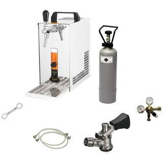ich-zapfe Komplett Set - Zapfanlage, Bierzapfanlage, Bierkoffer, Durchlaufkühler PYGMY 25 LE, 1-leitig Trockenkühler, 30 Liter/h, Dreikant