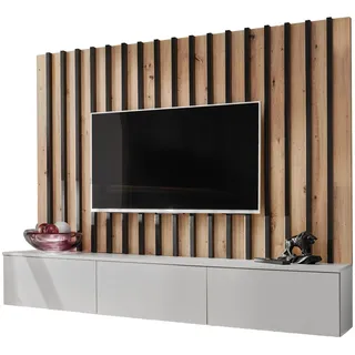 furn.design TV-Lowboard Set Pearl in grau und Artisan Eiche 180 cm - 2 St.,