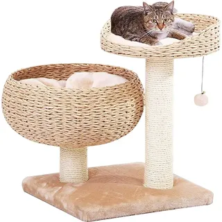 Liszton Kratzbaum Banana Leaf mit Natur-Sisal - Kletterbaum für Katzen, Sisalsäule, mit 8 cm Durchmesser, Höhe 55 cm, Beige – Beige