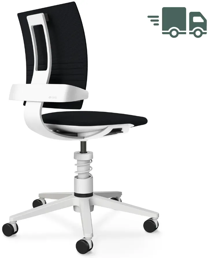 Aeris NEW 3Dee Bürostuhl | Stoff Cura schwarz | Standard-Feder | Gestell weiß