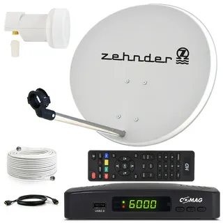 Zehnder SAT Anlage 60 cm Spiegel + Comag HDTV HD RECEIVER LNB Kabel 1 Teilnehmer