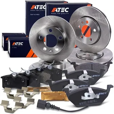 Atec Bremsscheiben + Bremsbeläge Vorne + Hinten [Hersteller-Nr. 40580188] für Seat, Skoda, Audi, VW