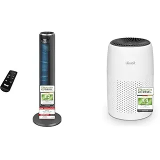 Levoit 23dB Leiser Turmventilator, Ventilator mit Kühlung+Core Mini - Aroma Luftreiniger
