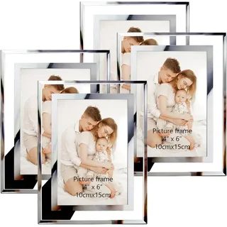 luxuskollektion 4er Set Glas Bilderrahmen 10x15 cm für Fotos und