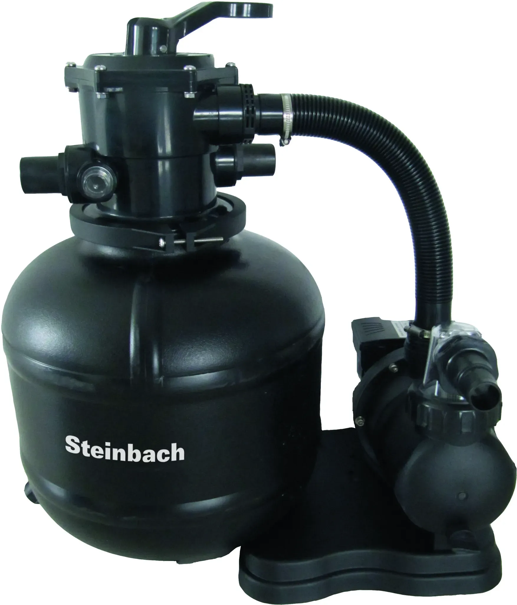 Steinbach Filteranlage Classic 400 – Selbstsaugende Pumpe für Pools mit bis zu 33.000 l – Mit Vorfilter, 7-Wege-Ventil mit Verstellhebel und Manometer