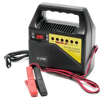 Wiltec Batterieladegerät 6V 12V 6A Batterie und Ladegerät für Kfz, Motorräder, Rasenmäher, kleine Boote, Akkuladegerät mit Abschaltautomatik