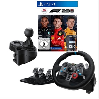 Logitech G G29 Driving Force PS3/PS4/PS5 + Shifter inkl. F1 23 For PS4 - Bundle Gaming-Lenkrad (Konsolen-Spiel - PS4 / PS4 Pro, PS5, Simulator und Racing) schwarz