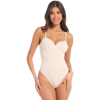 Magic Bodyfashion Shaping-Body MAGIC BODYFASHION "Soft Thong Body", Damen, Gr. M, N-Gr, lungo, Stoff, Obermaterial: 80% Baumwolle, 11% Polyamid, 9% Elasthan, eng, V-Ausschnitt, Bodys, schmale, verstellbare Träger