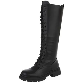 Ital-Design Schnürstiefel Damen Schwarz 38