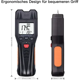 Tacklife Digitales Feuchtigkeitsmessgerät MWM03 -- Zuverlässige Holzqualitätsbeurteiler & Gebäudeumweltmonitore 3-in-1 Pin-Typ Präzise