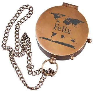 polar-effekt Metall Kompass in Bronze mit personalisierter Gravur - Geburtstagsgeschenk für Männer - Tragbarer Taschenkompass - Geeignet für Camping, Wandern & Segeln